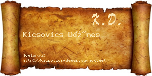 Kicsovics Dénes névjegykártya